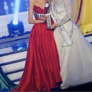 Sherri Hill red Fuchsia Gown with Sparkling Accents